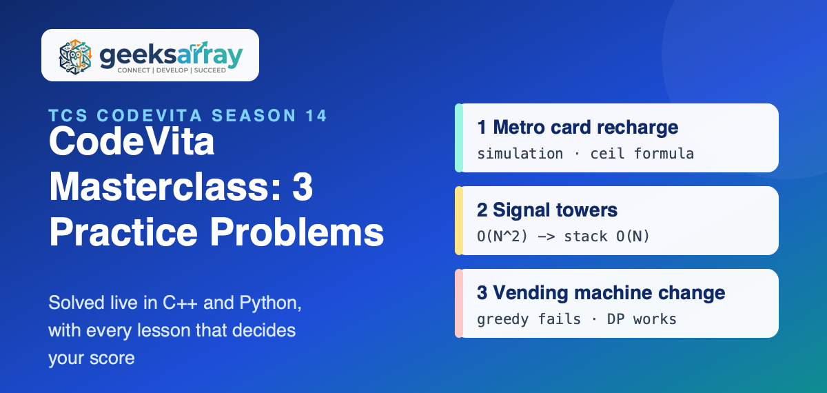TCS CodeVita Masterclass: 3 Practice Problems with Solutions (C++ and Python)