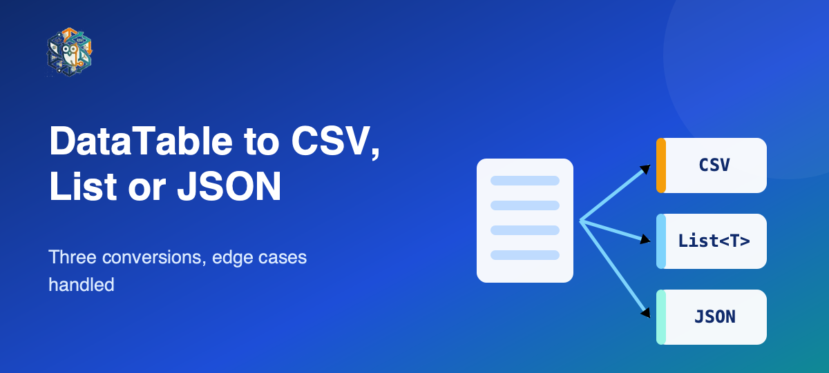 Convert a DataTable to CSV, List or JSON in .NET