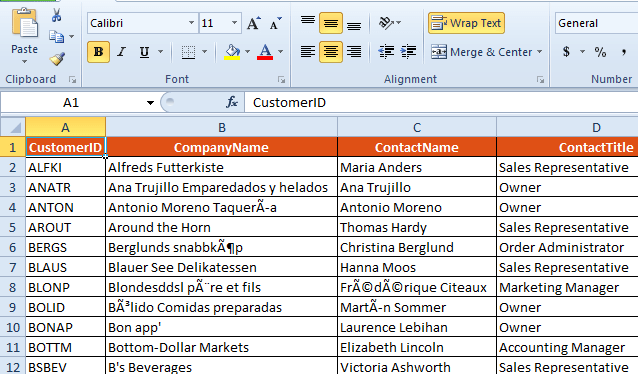 Export all customers to Excel
