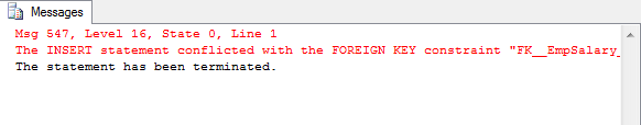 SQL exception for foreign key