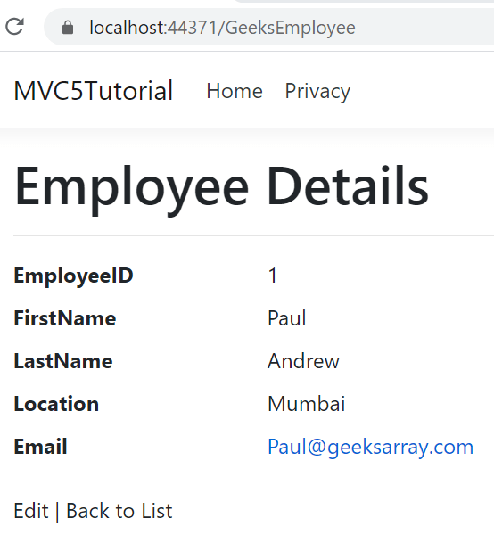 ASP.NET MVC Core ViewResult with model