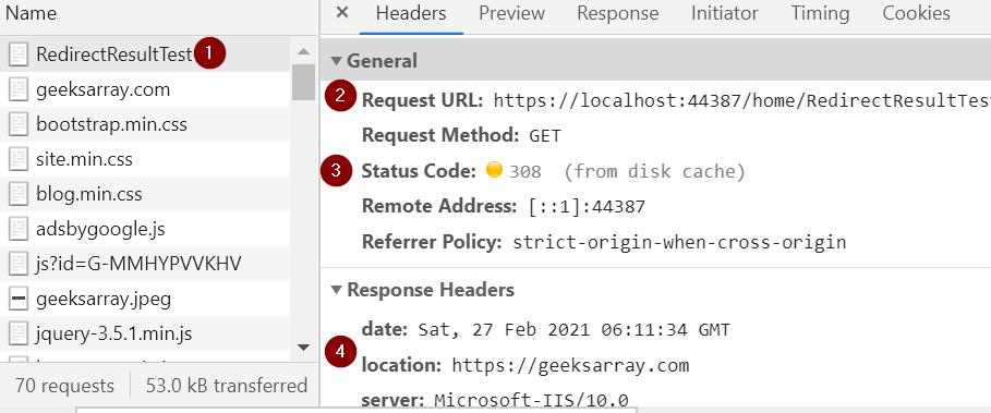 ASP.NET Core MVC RedirectResult