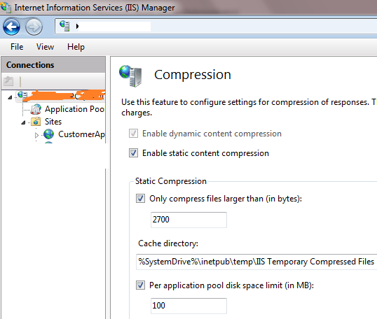 http compression for all websites using iis manager