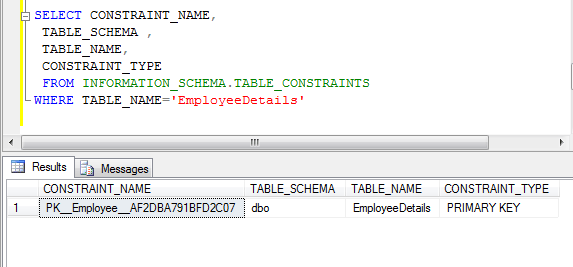 sql primary key constraint